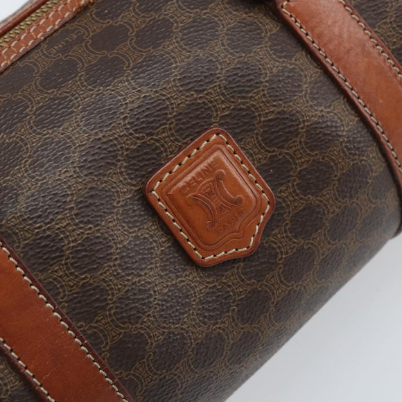 CELINE Macadam Canvas Hand Bag PVC Leather Brown Gold Auth LNZ631