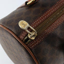 CELINE Macadam Canvas Hand Bag PVC Leather Brown Gold Auth LNZ631-9