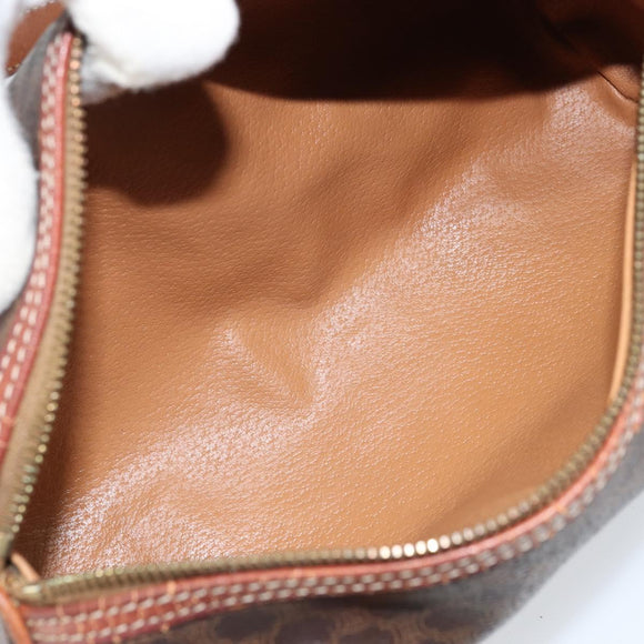 CELINE Macadam Canvas Hand Bag PVC Leather Brown Gold Auth LNZ631