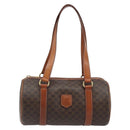 CELINE Macadam Canvas Hand Bag PVC Leather Brown Gold Auth LNZ631-13