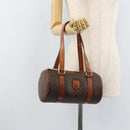 CELINE Macadam Canvas Hand Bag PVC Leather Brown Gold Auth LNZ631-23