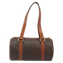 CELINE Macadam Canvas Hand Bag PVC Leather Brown Gold Auth LNZ631-2