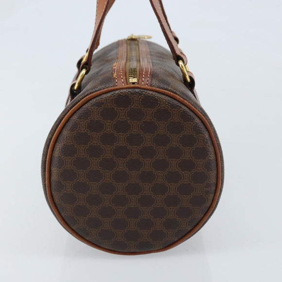 CELINE Macadam Canvas Hand Bag PVC Leather Brown Gold Auth LNZ631