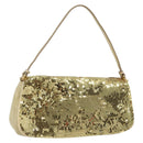 Miu Miu Shoulder Bag Sequin Gold Tone Auth LNZ632-1