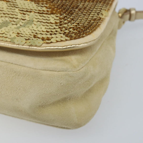 Miu Miu Shoulder Bag Sequin Gold Tone Auth LNZ632