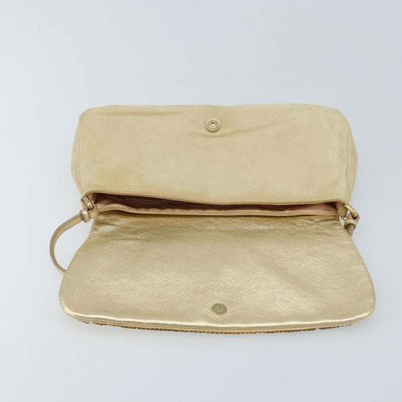 Miu Miu Shoulder Bag Sequin Gold Tone Auth LNZ632