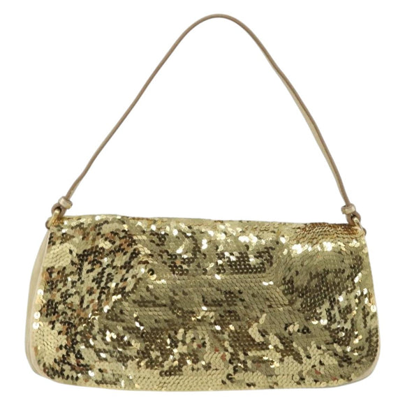 Miu Miu Shoulder Bag Sequin Gold Tone Auth LNZ632