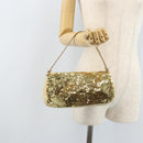 Miu Miu Shoulder Bag Sequin Gold Tone Auth LNZ632-22
