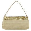 Miu Miu Shoulder Bag Sequin Gold Tone Auth LNZ632-2