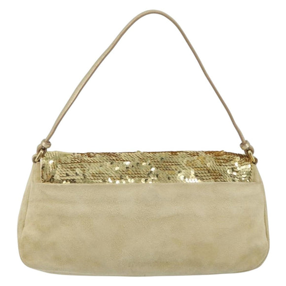 Miu Miu Shoulder Bag Sequin Gold Tone Auth LNZ632