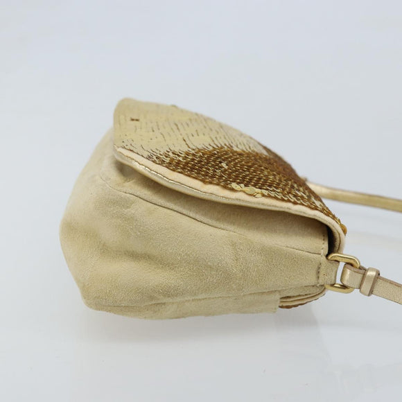 Miu Miu Shoulder Bag Sequin Gold Tone Auth LNZ632
