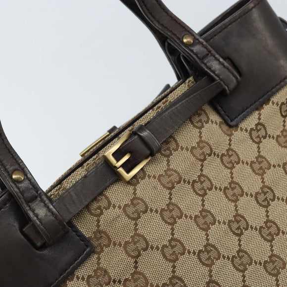 GUCCI GG Canvas Hand Bag Beige Gold 107757 Auth LNZ637