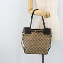 GUCCI GG Canvas Hand Bag Beige Gold 107757 Auth LNZ637-22