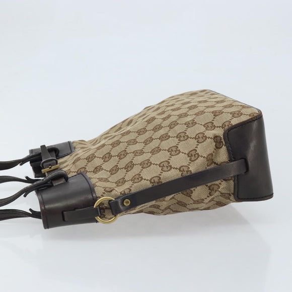 GUCCI GG Canvas Hand Bag Beige Gold 107757 Auth LNZ637