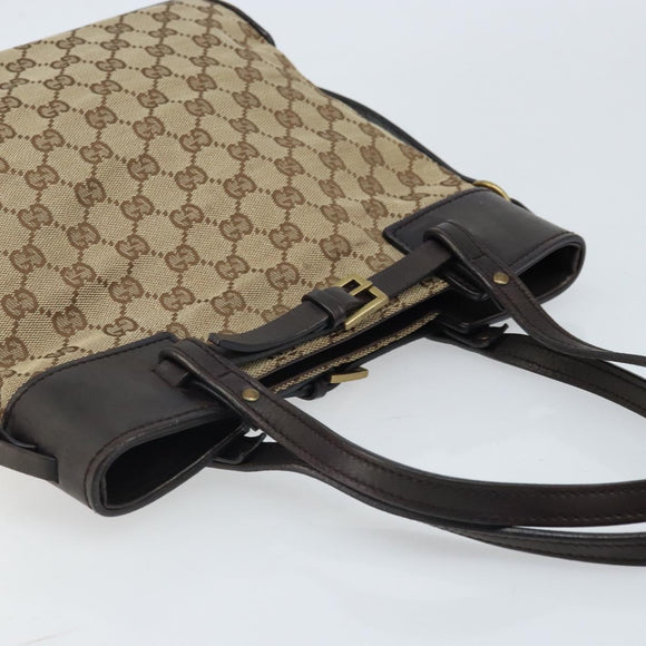 GUCCI GG Canvas Hand Bag Beige Gold 107757 Auth LNZ637