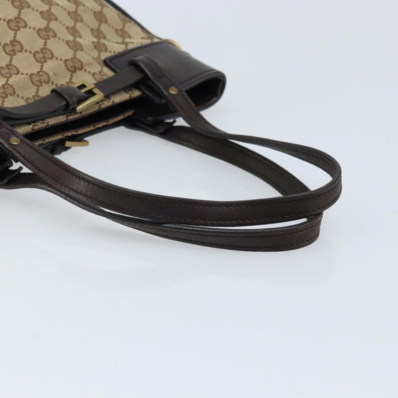 GUCCI GG Canvas Hand Bag Beige Gold 107757 Auth LNZ637