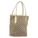 GUCCI GG Canvas Tote Bag Beige Gold 153009 Auth LNZ639-1