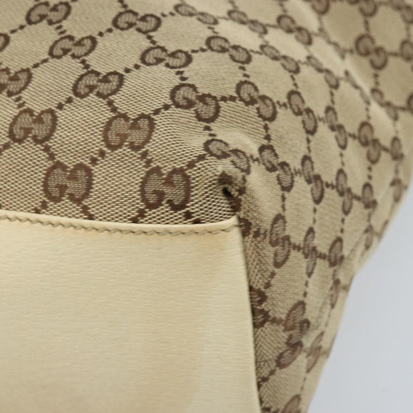GUCCI GG Canvas Tote Bag Beige Gold 153009 Auth LNZ639