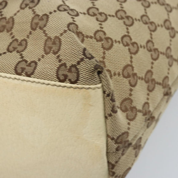 GUCCI GG Canvas Tote Bag Beige Gold 153009 Auth LNZ639