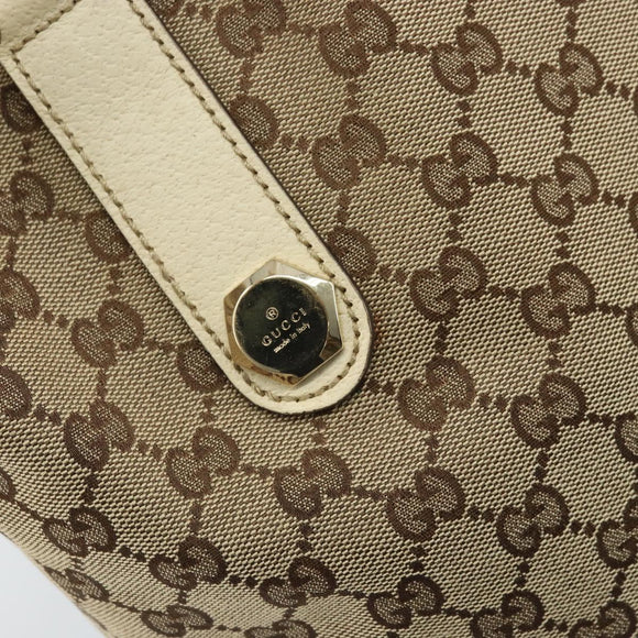 GUCCI GG Canvas Tote Bag Beige Gold 153009 Auth LNZ639