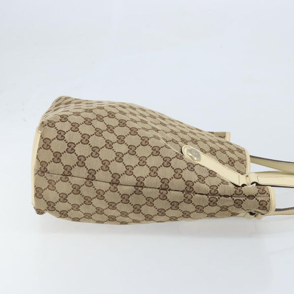 GUCCI GG Canvas Tote Bag Beige Gold 153009 Auth LNZ639