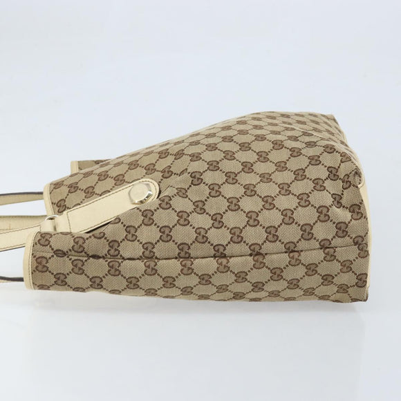 GUCCI GG Canvas Tote Bag Beige Gold 153009 Auth LNZ639