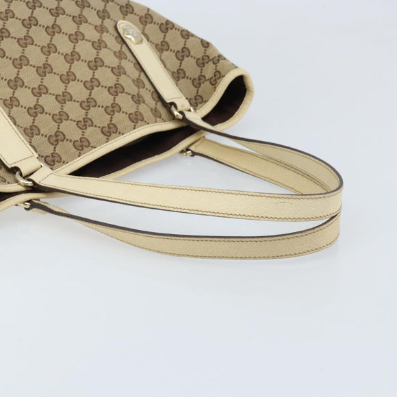 GUCCI GG Canvas Tote Bag Beige Gold 153009 Auth LNZ639