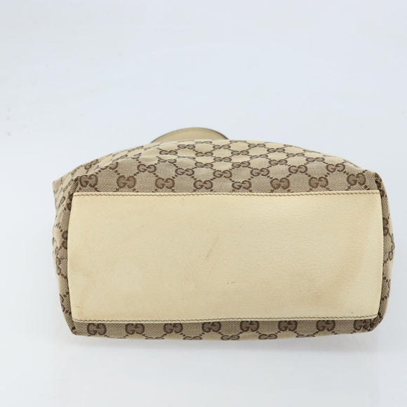 GUCCI GG Canvas Tote Bag Beige Gold 153009 Auth LNZ639
