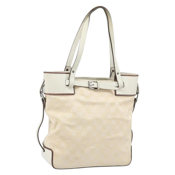 GUCCI GG Canvas Hand Bag Ivory Silver 107757 Auth LNZ640