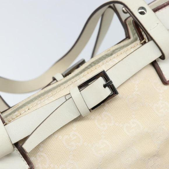 GUCCI GG Canvas Hand Bag Ivory Silver 107757 Auth LNZ640