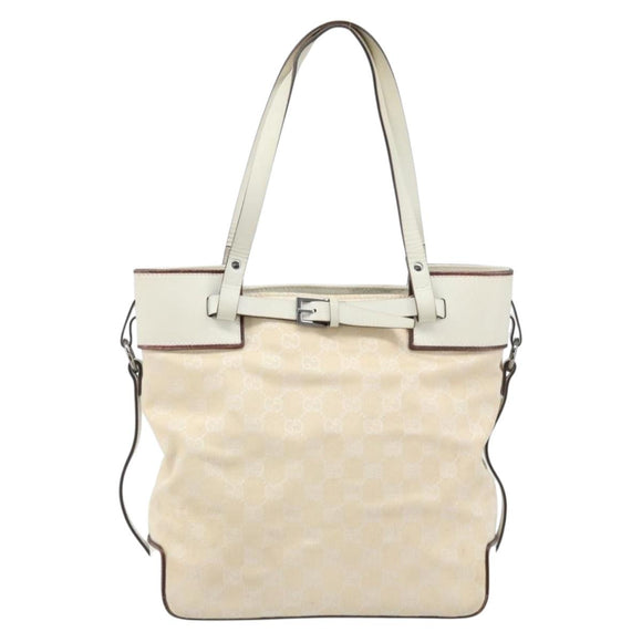 GUCCI GG Canvas Hand Bag Ivory Silver 107757 Auth LNZ640