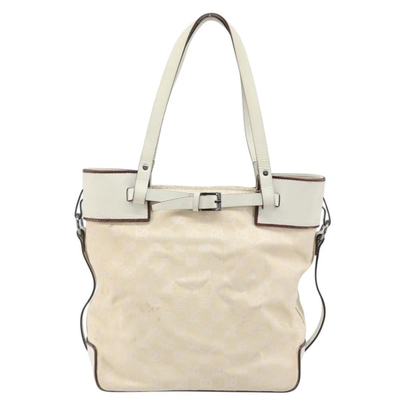GUCCI GG Canvas Hand Bag Ivory Silver 107757 Auth LNZ640