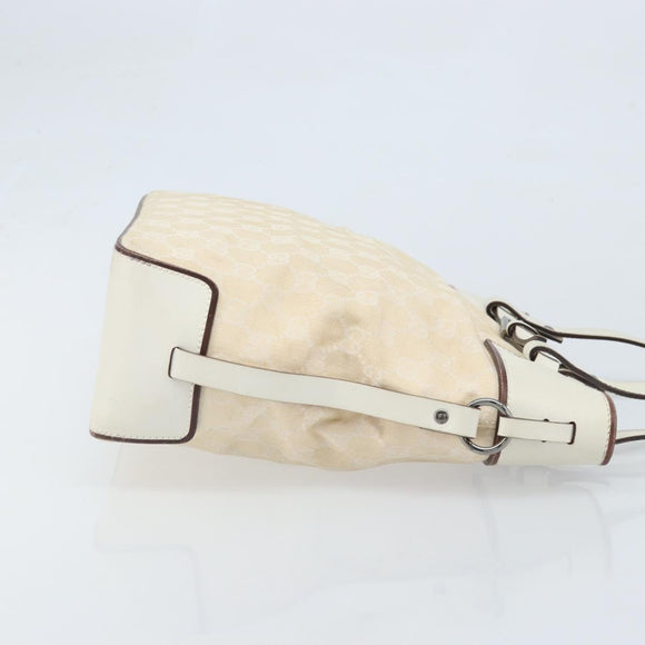 GUCCI GG Canvas Hand Bag Ivory Silver 107757 Auth LNZ640