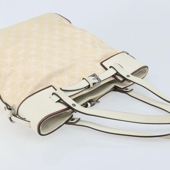 GUCCI GG Canvas Hand Bag Ivory Silver 107757 Auth LNZ640