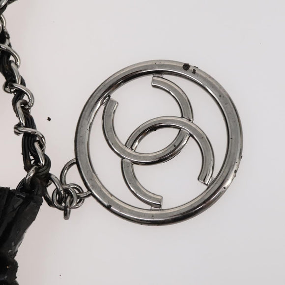 CHANEL COCO Mark Chain Shoulder Bag Patent leather Black Silver CC Auth LNZ641