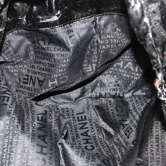 CHANEL COCO Mark Chain Shoulder Bag Patent leather Black Silver CC Auth LNZ641