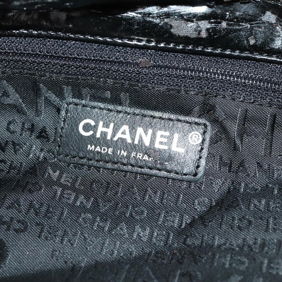 CHANEL COCO Mark Chain Shoulder Bag Patent leather Black Silver CC Auth LNZ641