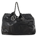 CHANEL COCO Mark Chain Shoulder Bag Patent leather Black Silver CC Auth LNZ641-13