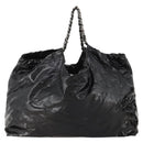CHANEL COCO Mark Chain Shoulder Bag Patent leather Black Silver CC Auth LNZ641-2