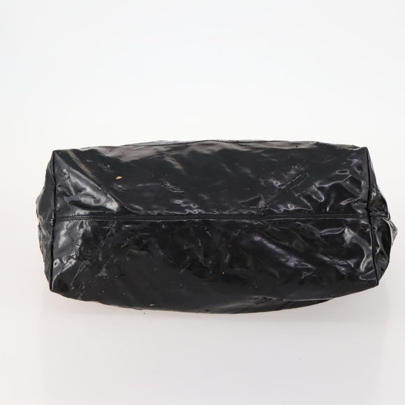 CHANEL COCO Mark Chain Shoulder Bag Patent leather Black Silver CC Auth LNZ641