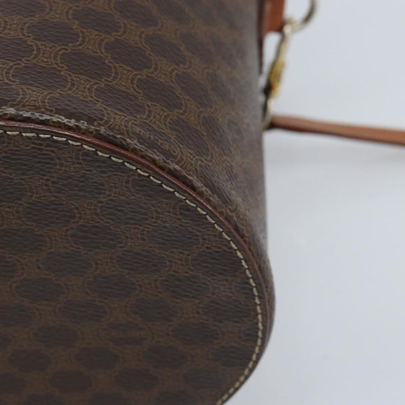CELINE Macadam Canvas Shoulder Bag PVC Leather Brown Gold Auth LNZ654A