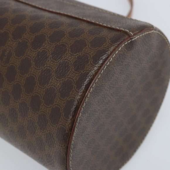 CELINE Macadam Canvas Shoulder Bag PVC Leather Brown Gold Auth LNZ654A