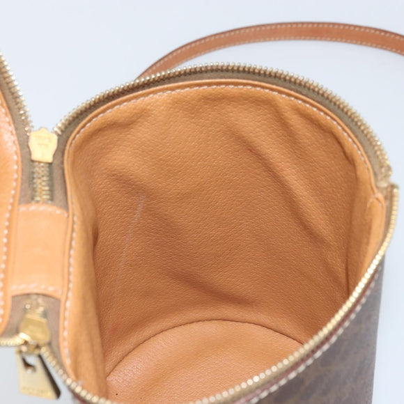 CELINE Macadam Canvas Shoulder Bag PVC Leather Brown Gold Auth LNZ654A