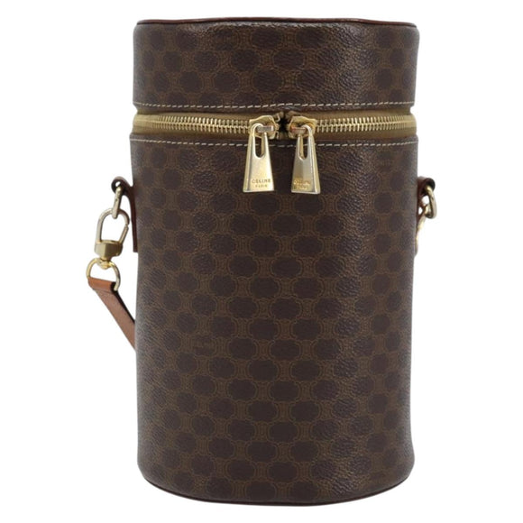 CELINE Macadam Canvas Shoulder Bag PVC Leather Brown Gold Auth LNZ654A