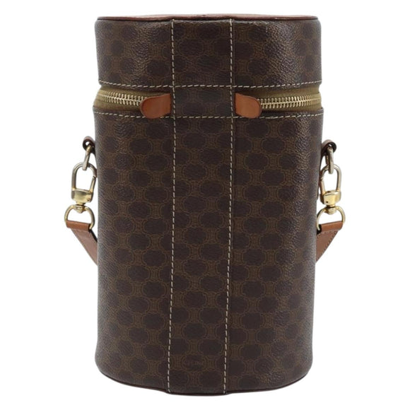 CELINE Macadam Canvas Shoulder Bag PVC Leather Brown Gold Auth LNZ654A