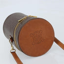 CELINE Macadam Canvas Shoulder Bag PVC Leather Brown Gold Auth LNZ654A-6