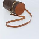 CELINE Macadam Canvas Shoulder Bag PVC Leather Brown Gold Auth LNZ654A-7