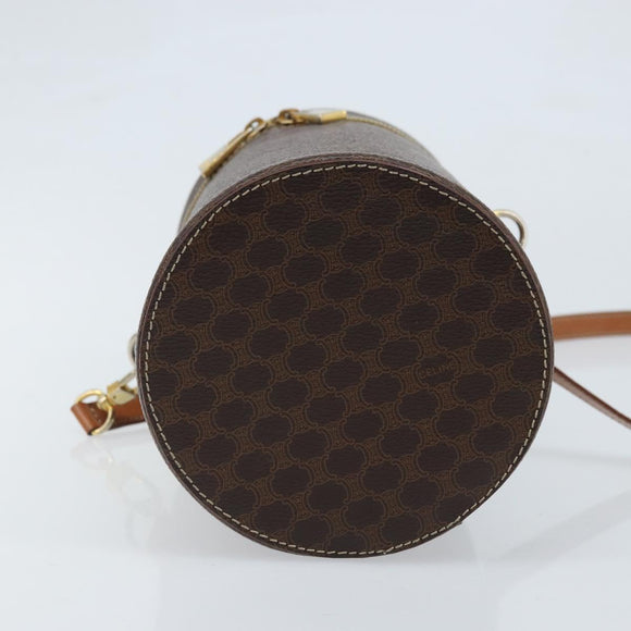 CELINE Macadam Canvas Shoulder Bag PVC Leather Brown Gold Auth LNZ654A