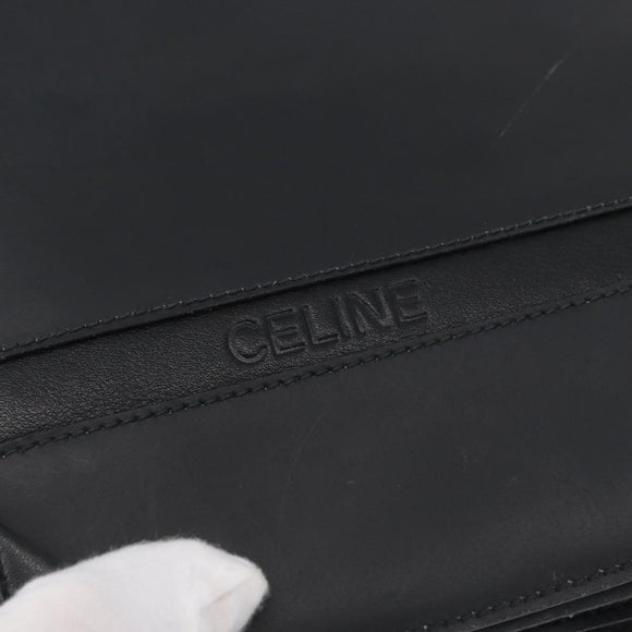 CELINE Shoulder Bag Leather Black Gold Auth LNZ656