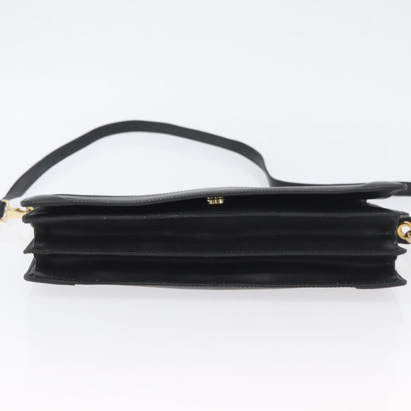 CELINE Shoulder Bag Leather Black Gold Auth LNZ656